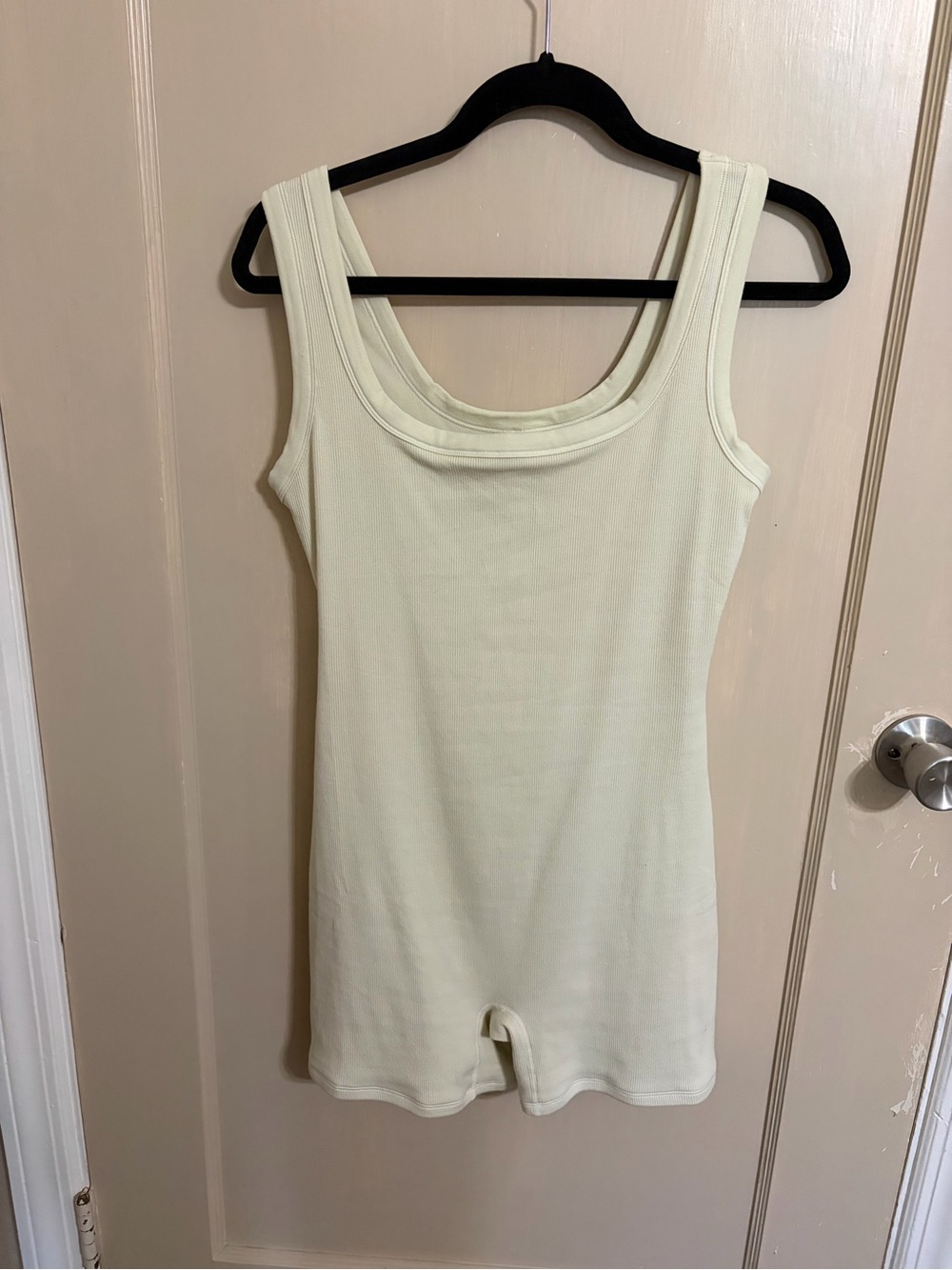 SKIMS Cream Scoop-Neck Ribbed Bodysuit Romper